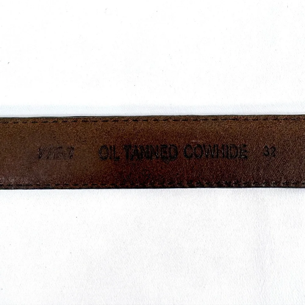 Belt Brown Oil Tanned Cowhide Basketweave Leather Men Sz 32 Western Rodeo